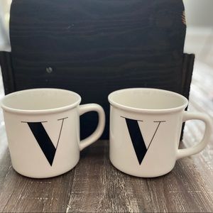 Pottery Barn “V” initial coffee mugs